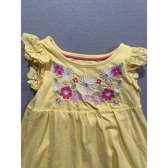 Cynthia Rowley Dress Girls XS 4 Yellow Floral Embroidered Ruffle Tiered Cute - Picture 3 of 5